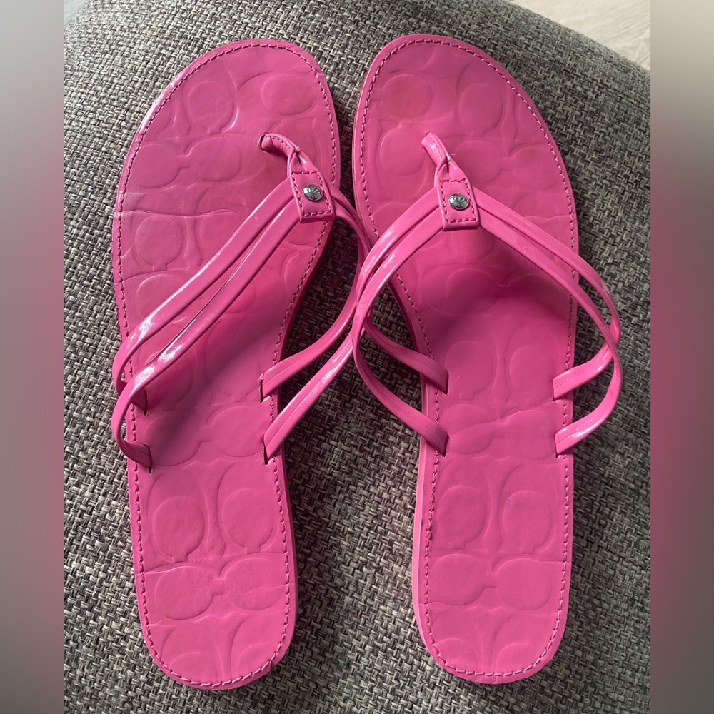 Coach pink flip flops